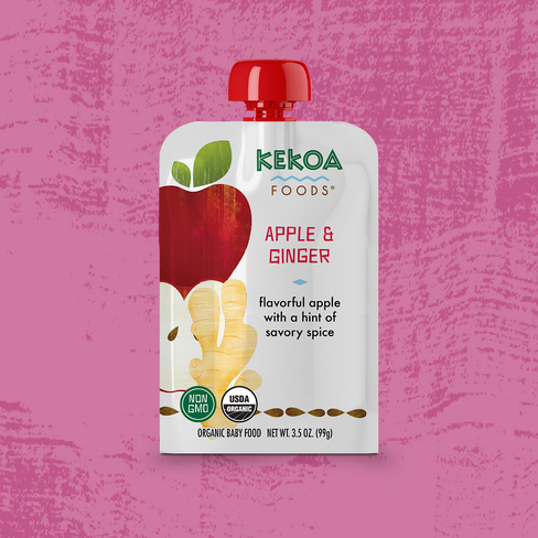 Apple & Ginger Squeeze Pouch, 100% Organic Vegetarian Baby Food Purée