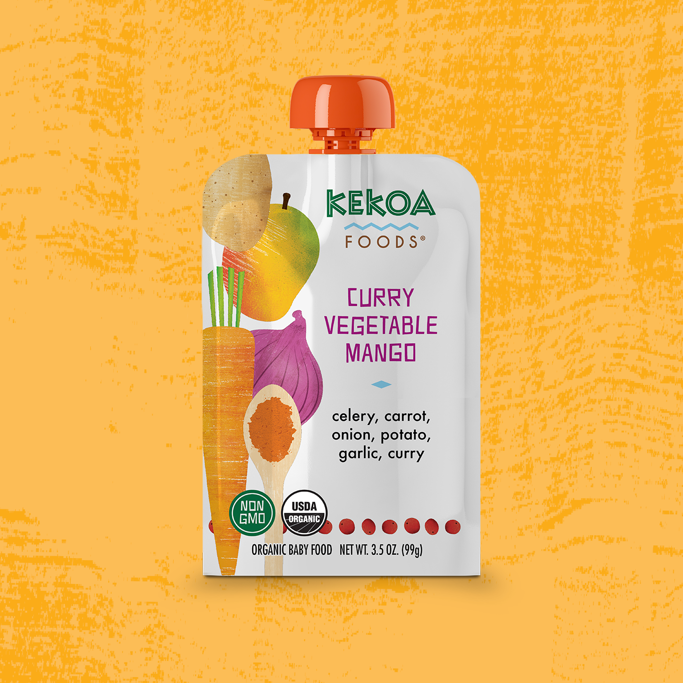 Curry Vegetable Mango Squeeze Pouch, 100% Organic Vegetarian Baby Food Purée
