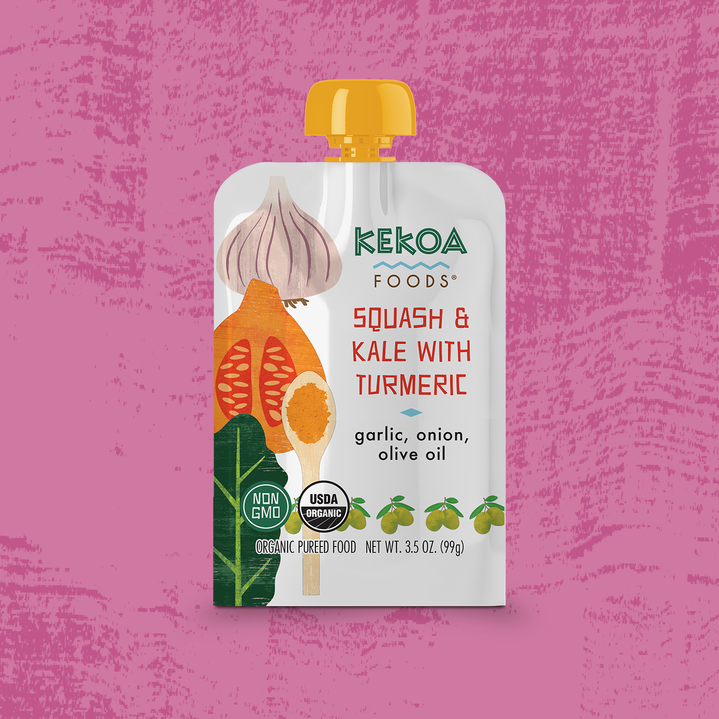 Squash & Kale with Turmeric Squeeze Pouch, 100% Organic Vegetarian Baby Food Purée